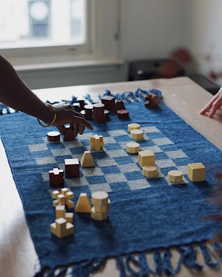 Chessboard dhurrie, for All Tribes Are Beautiful